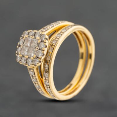 Pre-Owned 18ct Yellow Gold 1.02ct Brilliant Cut Diamond Bridal Set Ring 41483073