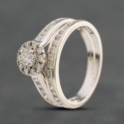 Pre-Owned 9ct White Gold Brilliant Cut Diamond Bridal Set Ring 41483075