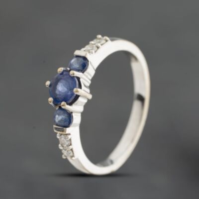 Pre-Owned 18ct White Gold Tanzanite & 0.14ct Brilliant Cut Diamond Seven Stone Ring 41483089