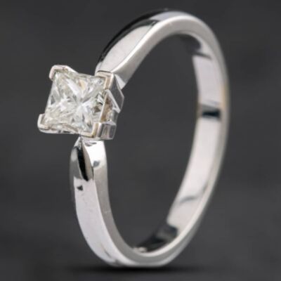 Pre-Owned 18ct White Gold 0.50ct Princess Cut Diamond Solitaire Ring 4148410