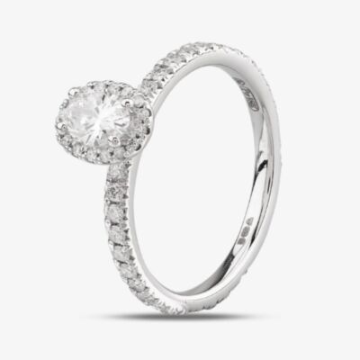 Pre-Owned 18ct White Gold 0.65ct Diamond Oval Halo Ring 4148433