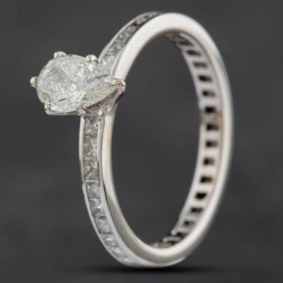 Pre-Owned 9ct White Gold Diamond Pear Shape Solitaire Ring 4148467