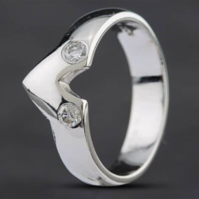 Pre-Owned Platinum 0.16ct Brilliant Diamond Sharp Point Wishbone Ring 4148516
