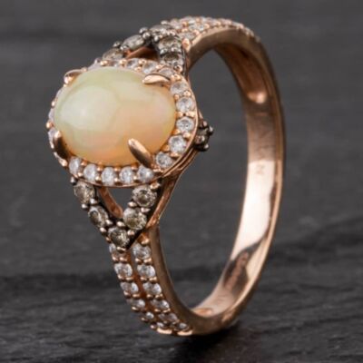 Pre-Owned Le Vian Rose Gold Opal and Diamond Ring 4148540