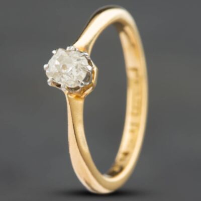 Pre-Owned 18ct Yellow Gold 0.22ct Old Cut Diamond Solitaire Ring 414858247