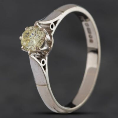 Pre-Owned Vintage 18ct White Gold 0.50ct Brilliant Cut Diamond Solitaire Ring 4148624
