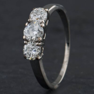 Pre-Owned 18ct White Gold 0.75ct Brilliant Cut Diamond Three Stone Ring 4148698