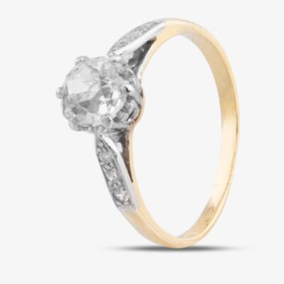 Pre-Owned Yellow Gold 0.98ct Old Cut Diamond Solitaire Ring 4148808