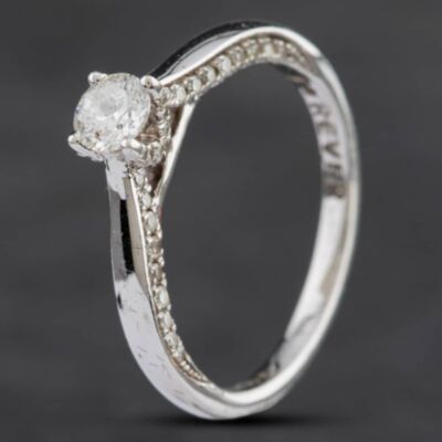 Pre-Owned 18ct White Gold Certificated 0.40ct Brilliant Cut Diamond Shoulder Set Solitaire Ring 41482599
