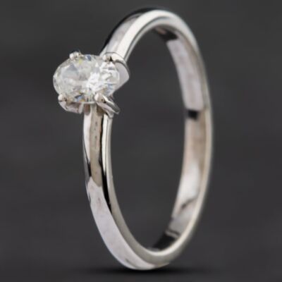 Pre-Owned 18ct White Gold 0.35ct Oval Cut Diamond Solitaire Ring 4148876