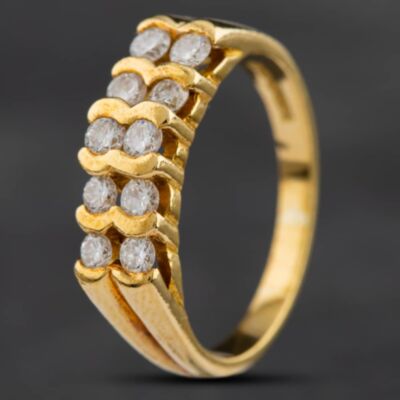 Pre-Owned 18ct Yellow Gold 0.60ct Brilliant Cut Diamond Two Row Ring 4148893
