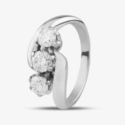 Pre-Owned 18ct White Gold 1.00ct Brilliant Cut Diamond Twist Three Stone Ring 41482626