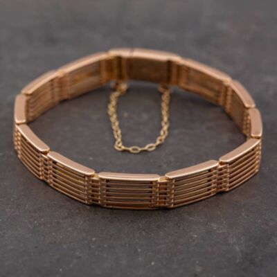 Pre-Owned 9ct Rose Gold Seven Bar 7 Inch Gate Bracelet 41531029