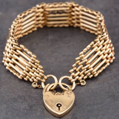 Pre-Owned 9ct Yellow Gold Six Bar 7.5 Inch Gate Bracelet 41531055
