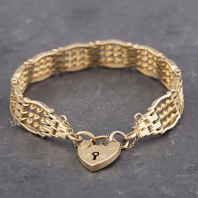 Pre-Owned 9ct Yellow Gold 5 Bar 7.25 Inch Gate Bracelet 41531074