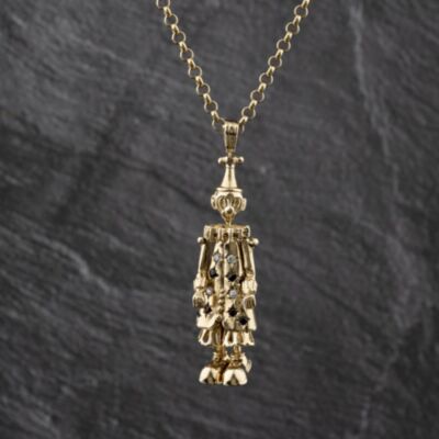 Pre-Owned 9ct Yellow Gold Cubic Zirconia Clown Gemstone Pendant & 24 Inch Belcher Chain 415602163141