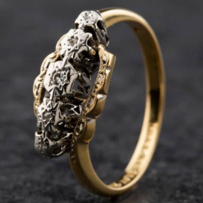 Pre-Owned Yellow Gold Diamond Crossover Ring 4158018