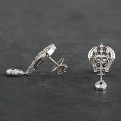 Pre-Owned 14ct White Gold 1.00ct Diamond Openwork Dropper Earrings 4165246