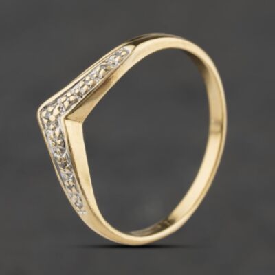 Pre-Owned 9ct Yellow Gold 0.04ct Diamond Wishbone Ring 41671615