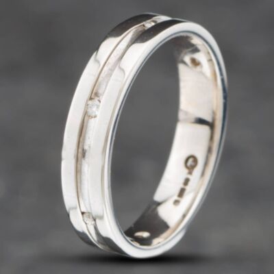 Pre-Owned 18ct Two Colour Gold Brilliant Cut Diamond Set 4mm Wedding Ring 41871075