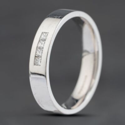 Pre-Owned 9ct White Gold 0.14ct Princess Cut Diamond 4.1mm Wedding Ring 41871443