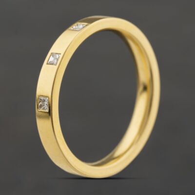 Pre-Owned 18ct Yellow Gold 0.12ct Princess Cut Diamond Flat 2.9mm Wedding Ring 41871446
