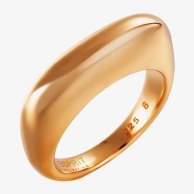 Rose Gold Plated Silver Plain Curved Oblong Ring ELRG91924C180