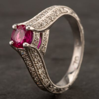 Pre-Owned 18ct White Gold 0.76ct Ruby & 0.50ct Diamond Ring 4232010