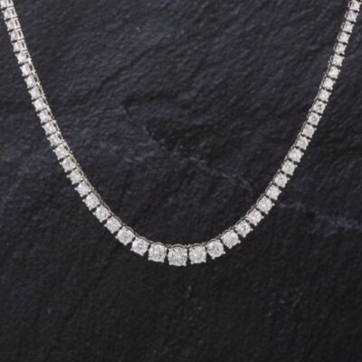 Pre-Owned 14ct White Gold 10.00ct Brilliant Cut Diamond 17 Inch Tennis Necklace 4304091