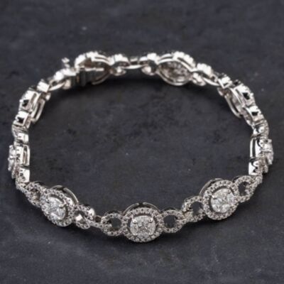 Pre-Owned 14ct White Gold 4.00ct Diamond 7 Inch Stone Set Bracelet 4307013