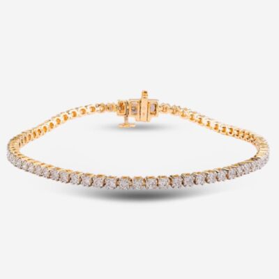 Pre-Owned 14ct Yellow Gold 2.50ct Brilliant Cut Diamond 7.5 Inch Tennis Bracelet 4307111