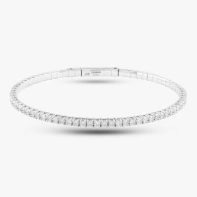 Pre-Owned 14ct White Gold 3.00ct Brilliant Cut Diamond Flexible 18cm Simple Bangle 4307155127