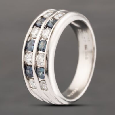 Pre-Owned Platinum 0.41ct Alexandrite & 0.57ct Brilliant Cut Diamond Two Row Ring 43091026