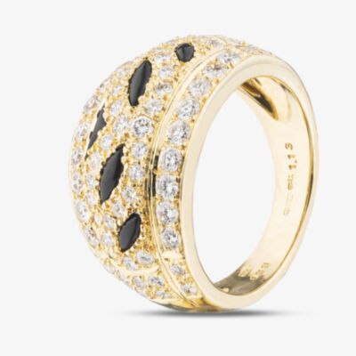Pre-Owned 18ct Yellow Gold Black Onyx & 1.49ct Diamond Fancy Dress Ring 43091027