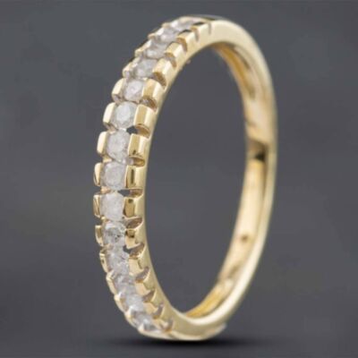 Pre-Owned 9ct Yellow Gold 0.50ct Brilliant Cut Diamond Half Eternity Ring 431202853