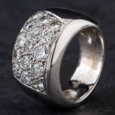 Pre-Owned 18ct White Gold 2.00ct Brilliant Cut Diamond Three Row Pave Set Band Fancy Ring 4312067