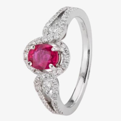 Pre-Owned 18ct White Gold 0.75ct Ruby & 0.45ct Diamond Ornate Ring 4312076