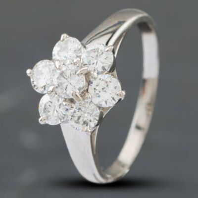Pre-Owned Platinum 1.00ct Brilliant Cut Diamond Seven Stone Cluster Ring 43121011