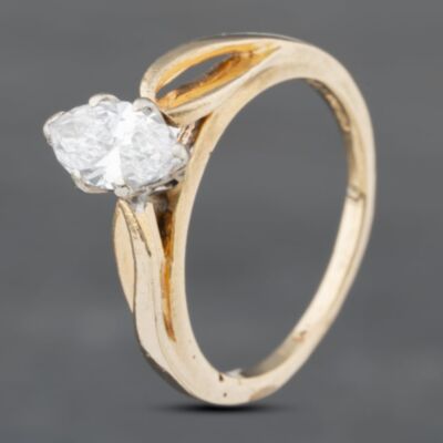 Pre-Owned 9ct Yellow Gold 0.50ct Marquise Cut Diamond Solitaire Ring 43121078