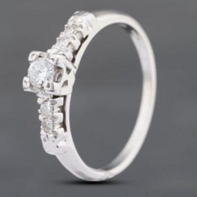 Pre-Owned 9ct White Gold 0.13ct Brilliant Cut Diamond Solitaire Ring 43121095