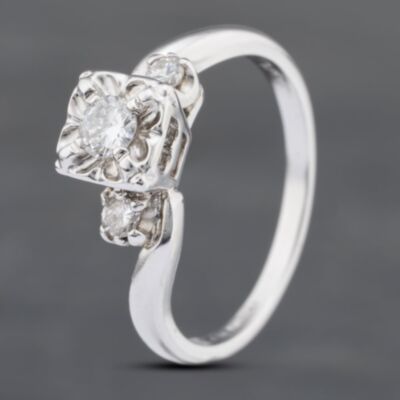 Pre-Owned 14ct White Gold 0.18ct Brilliant Cut Diamond Solitaire Ring 43121129