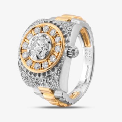 Pre-Owned Two Colour Gold 1.17ct Brilliant Cut Diamond Round Cluster Ring 43121165