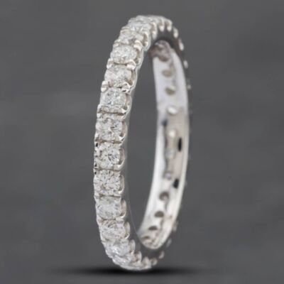 Pre-Owned 18ct White Gold 1.30ct Brilliant Cut Diamond Full Eternity Ring 43121169