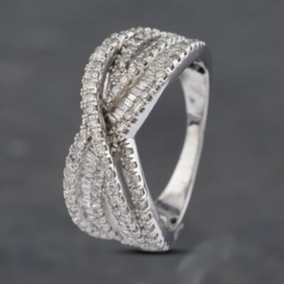 Pre-Owned 9ct White Gold 1.00ct Diamond Crossover Ring 43121200