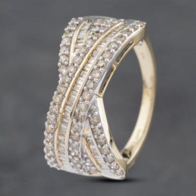 Pre-Owned 9ct White Gold 1.00ct Diamond Crossover Ring 43121203