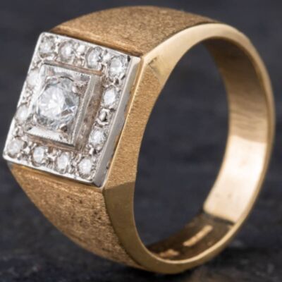 Pre-Owned 14ct Yellow Gold 0.65ct Brilliant Cut Diamond Square Cluster Ring 4312123