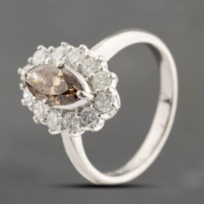 Pre-Owned Platinum 1.64ct Diamond Marquise Cognac Cluster Ring 43121246