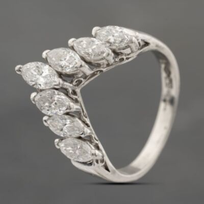 Pre-Owned Platinum 1.51ct Marquise Cut Diamond Half Wishbone Seven Stone Ring 43121258