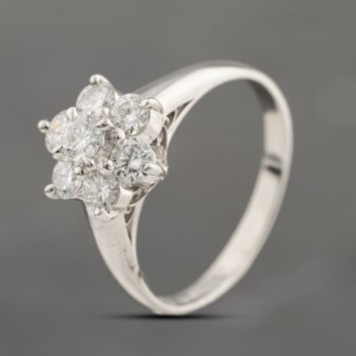 Pre-Owned Platinum 1.00ct Brilliant Cut Diamond Seven Stone Cluster Ring 43121288