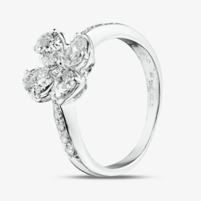 Pre-Owned Platinum 1.10ct Diamond Four Leaf Clover Dress Ring 43121293